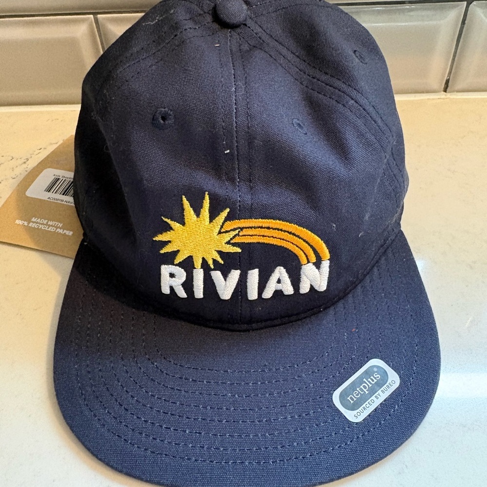 Rivian Navy Hat with Yellow Logo